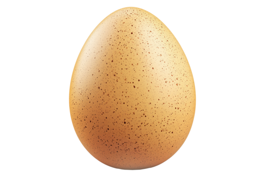 Speckled egg with natural pattern and smooth surface, isolated on white transparent background. Concept of nature, wildlife, and reproduction