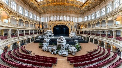 Obraz premium Grand ornate auditorium featuring a central stage and seating galleries