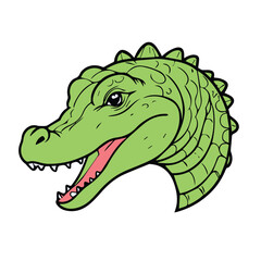 Naklejka premium Cartoon Alligator Head Vibrant Green Illustration