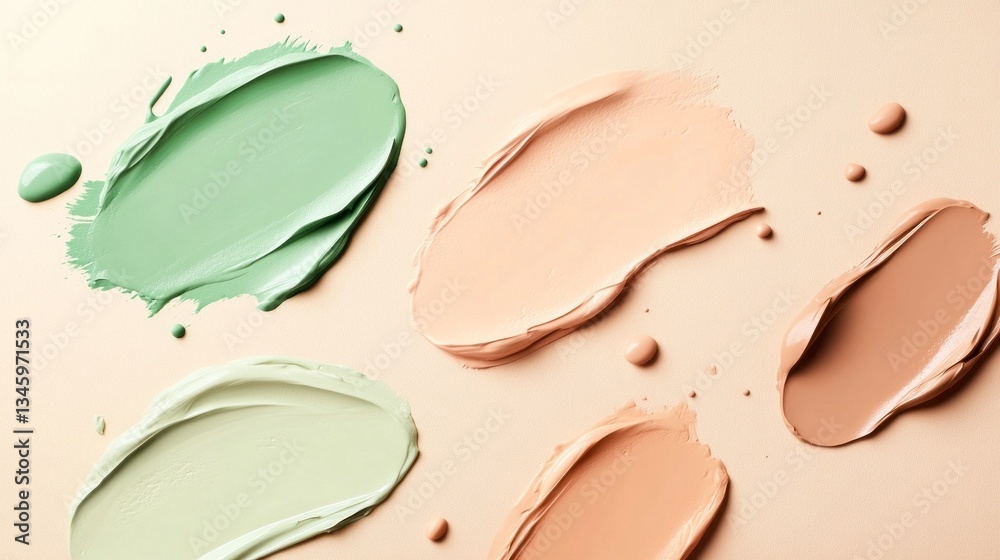 Poster on a smooth, light-colored surface, different swatches of paint in soft earthy tones create a captiv