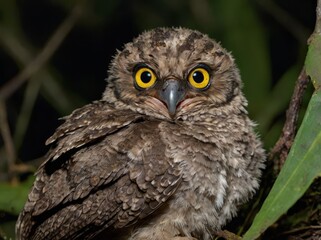 Fototapeta premium New Caledonian Owlet-Nightjar (Aegotheles savesi) – A mysterious, nocturnal bird with very few sightings.