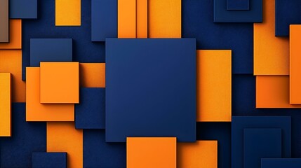 Abstract geometric background with navy blue and orange squares and rectangles.  Modern, stylish design. Perfect for website banners, presentations, or social media.