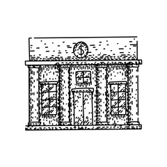 security bank building sketch hand drawn vector
