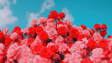 Vibrant Rose Garden Under a Vibrant Sky