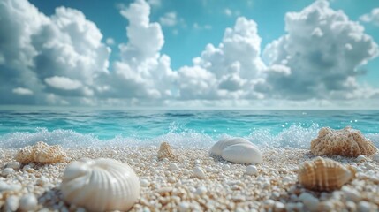 Seashells on Tropical Beach Summer Vacation Ocean