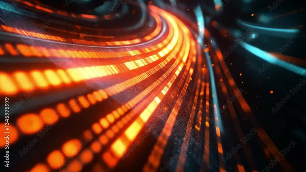 Poster vivid data stream: an abstract and dynamic composition showcasing a vibrant data stream, flowing wit