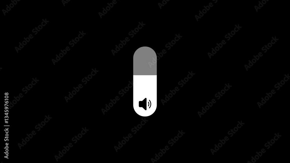 Poster volume slider animation with control panel for sound settings. sound animation from 0 to 100 with sm