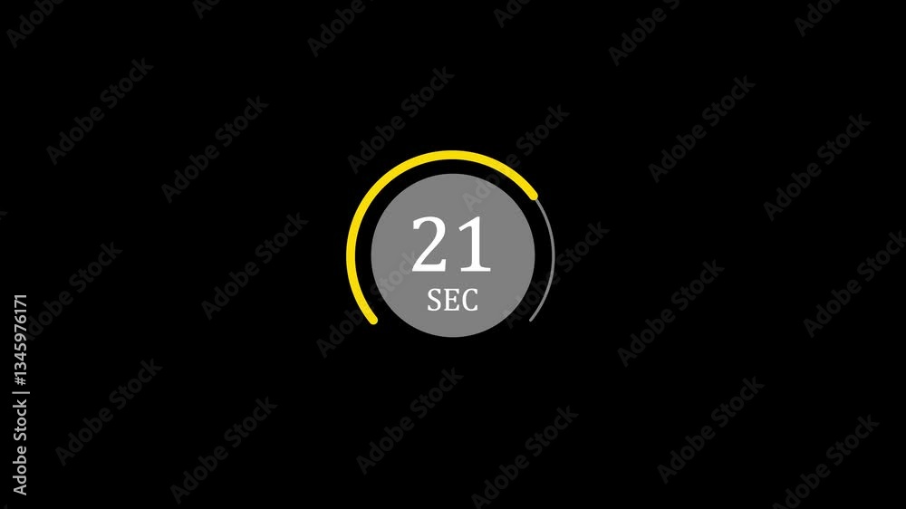 Poster 30-second circle countdown timer animation, ticking down from 30 to 0 seconds. visual timer countdow