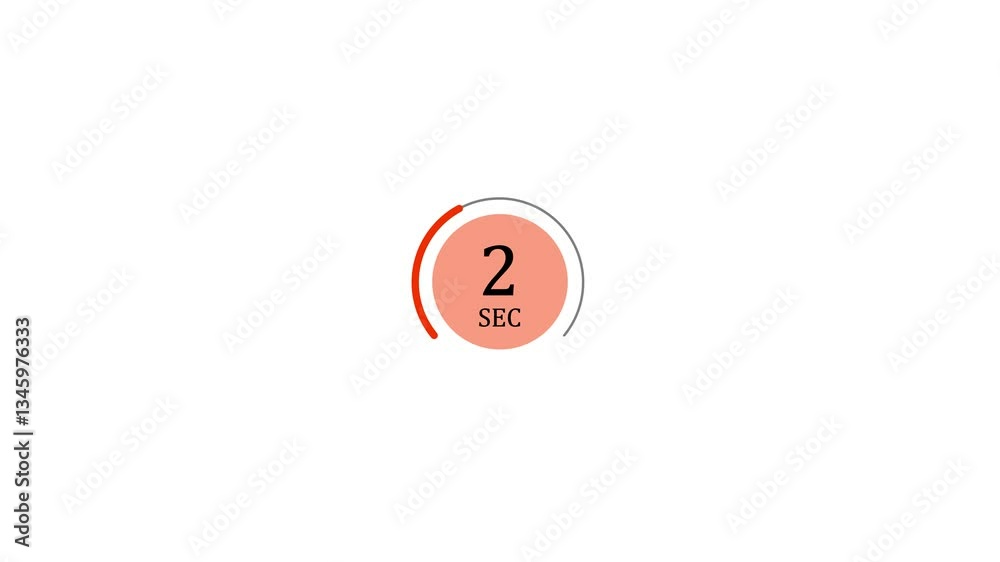 Poster animated countdown from 5 to 0 seconds on white background. smooth countdown timer for precise time 