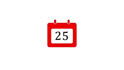 Animated calendar icon for day 25 with white background, featuring appointments, important dates, and time management.