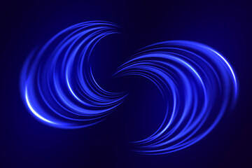 Neon blue glowing speed lines.Glow swirl effect.Abstract light effect.