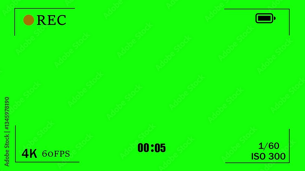 Poster camera viewfinder digital overlay display with recording frame animation on black background.
