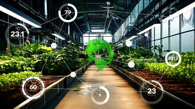 Smart digital agriculture technology by futuristic sensor data collection management by artificial intelligence to control quality of crop growth and harvest. Computer aided plantation grow concept.