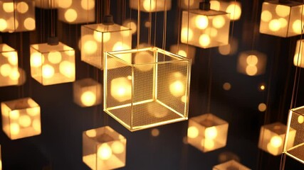 Illuminated Cubic Symphony: A Digital Art Piece Featuring Glowing Cubes - Powered by Adobe