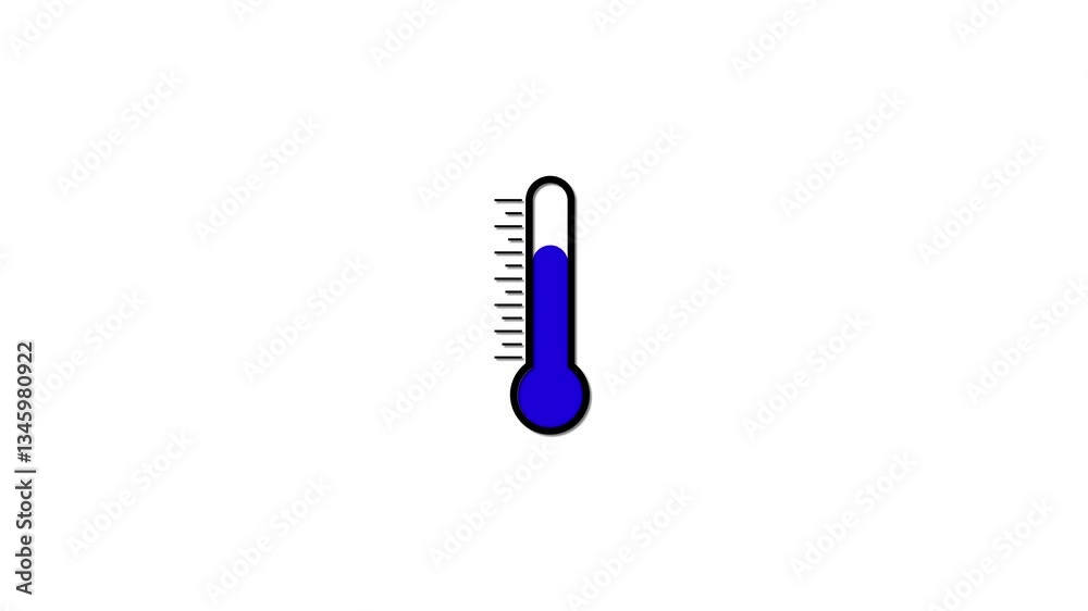 Poster cooling thermometer animation on white background, displaying temperature drop in a smooth and dynam