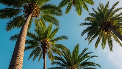 Majestic View of Palm Trees Against a Vibrant Sunset Sky