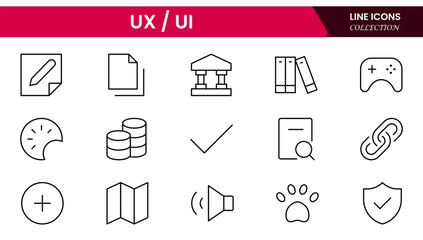 It is a big collection of minimalist and simple UX UI web icons. Vector illustrator. Suitable for Web Page, Mobile App, Web, and Print.