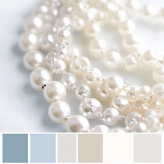 Elegant White Pearl Necklace with Soft Pastel Tones, Luxury Jewelry Closeup, Delicate and Timeless Beauty, Sophisticated Minimalist Aesthetic