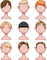 hairstyles for kid boy set cartoon vector illustration