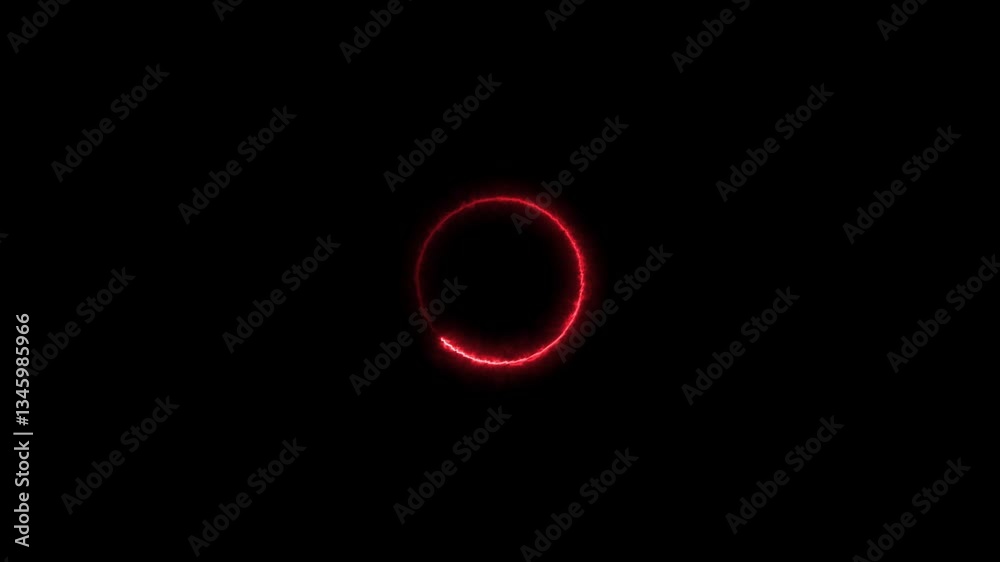 Poster retro neon circle loading icon animation with glowing effect, showcasing a smooth progressing motion