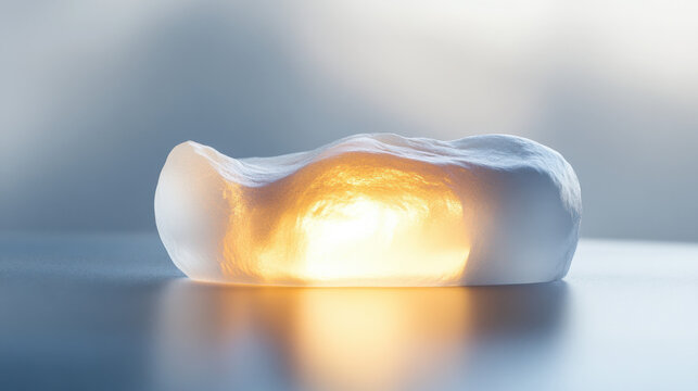 A beautifully sculpted ice-like entity, shaped like a small ghost with fluid edges, appearing almost as if melting into its surroundings