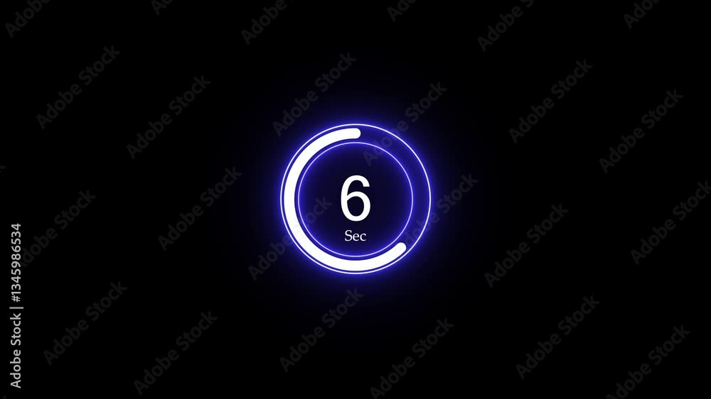 Poster minimalist 10 second countdown timer with double circle design. orange gradient on black background 