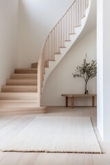 Modern minimalist staircase design in elegant home interior