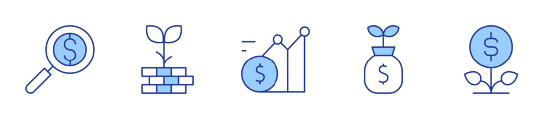 growth, profits, pursuit of profit, money. Investment Icon vector illustration. Line Duotone style. Editable stroke