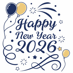 Decorative Happy New Year 2026 Typograp