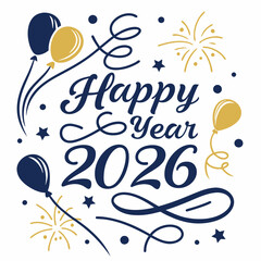 Decorative Happy New Year 2026 Typograp