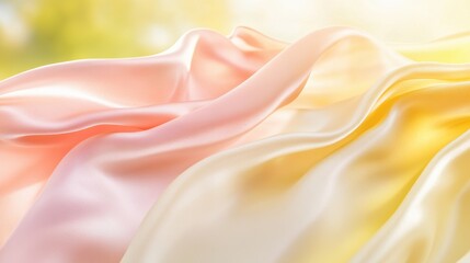 Fototapeta premium Soft Folds Of Radiant Pink And Yellow Silk Material