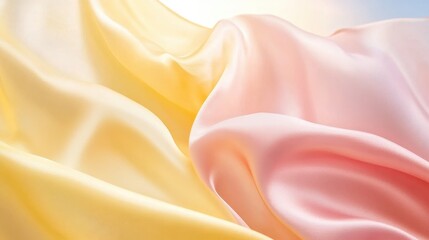 Obraz premium Gently Draped Pastel Silks In Yellow And Pink Hues