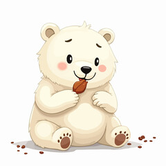 Cute brown teddy bear animal with a red heart shows sweet cartoon love