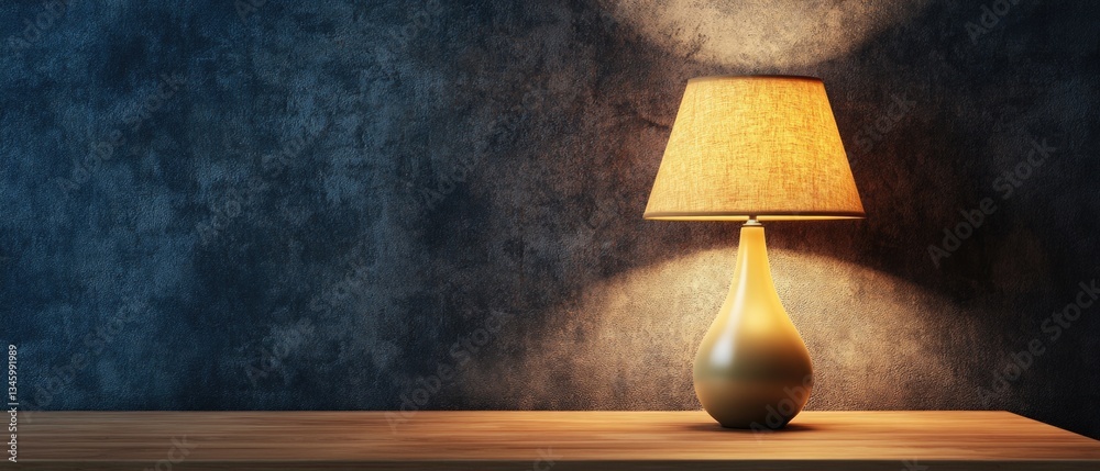 Poster a table with a desk lamp placed on top
