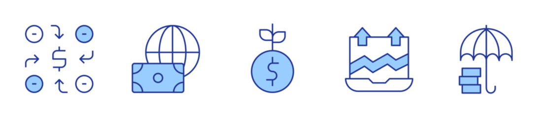 money growth, marketing, investment, umbrella, money. Investment Icon vector illustration. Line Duotone style. Editable stroke