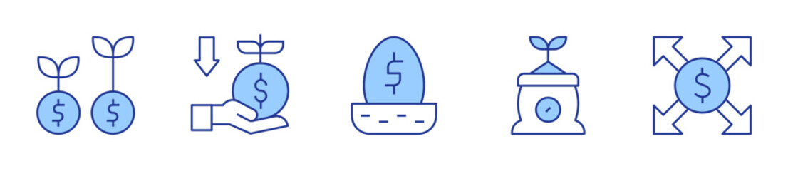nest, cost, currency, growth, bad investment. Investment Icon vector illustration. Line Duotone style. Editable stroke
