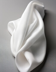 A pristine white fabric gently folded on a clean neutral surface showcasing smooth textures and minimal elegance