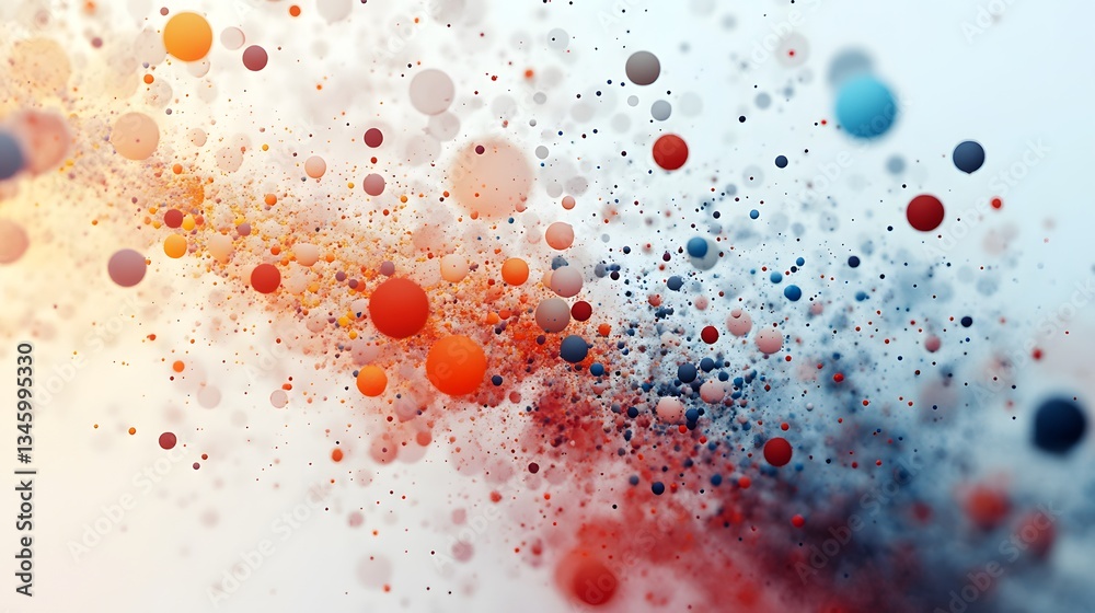 Poster Colorful spheres creating a dynamic and abstract flow