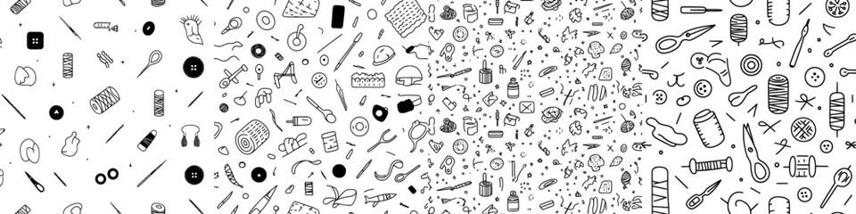 Modern illustration featuring a sewing pattern with linear black elements