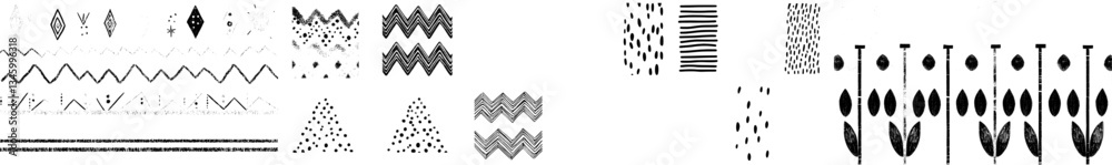 Poster Geometrical filigree borders feature colorful beauty ornaments with linear patterns and modern ethnic ornamental borders
