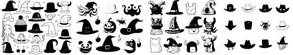 Poster Among Us features an assortment of hats, including a unique set for its game characters, such as Christmas, sports, and winter-themed Santa hats, as well as cartoonish imposter hats, all boasting a