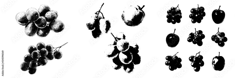 Poster a modern illustration of a grape branch is depicted in a fruit wine sketch drawing engraving using i