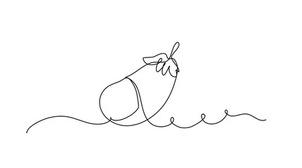 Elegant minimalist illustration of an eggplant drawn with continuous line technique emphasizing simplicity and artistic flow ideal for modern decor and design themes