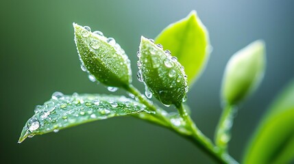 New flower buds in a garden after rain, symbolizing the start of new life