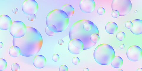 Pastel Iridescent Bubbles on Gradient Background