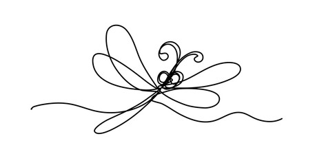 Abstract Continuous Line Art of Dragonfly