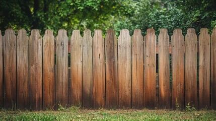Fototapeta premium Rustic Wooden Fence Surrounded by Lush Greenery in Natural Setting