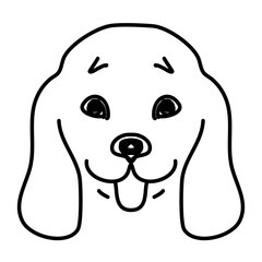 Cute Dog Face Line Drawing with Tongue Out