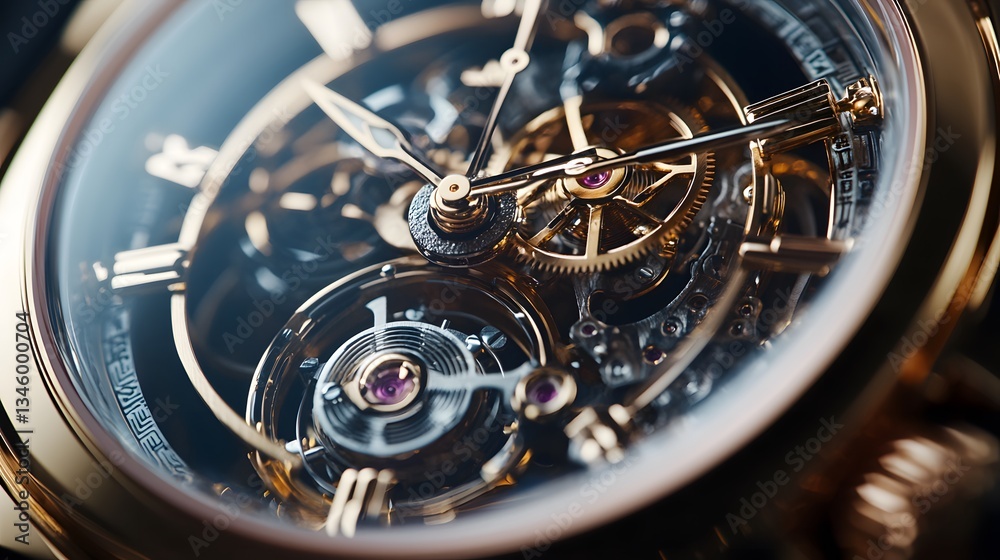 Aufkleber intricate golden clockwork mechanism measuring precious time