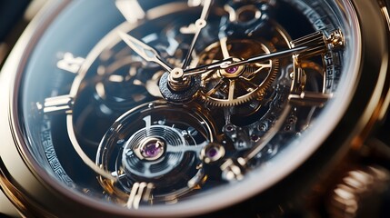 Intricate golden clockwork mechanism measuring precious time